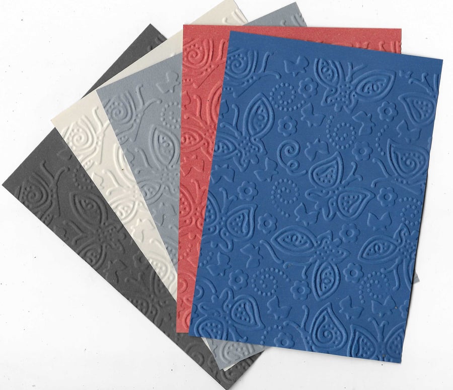 Embossed Paper. 10 Sheets. A6. Choice Of Colour. Butterflies (18a)
