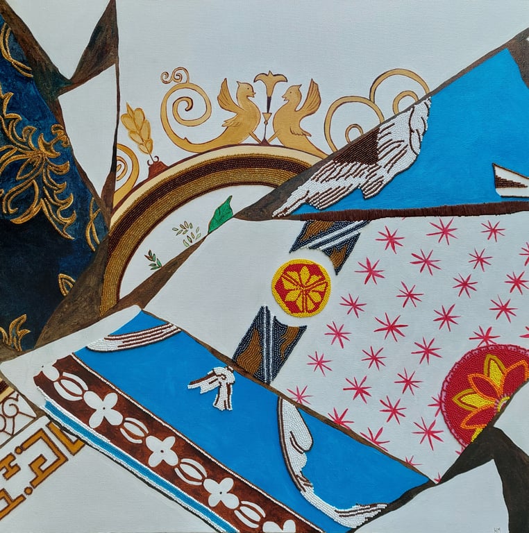 Abstract mixed media canvas of The Little Chapel 