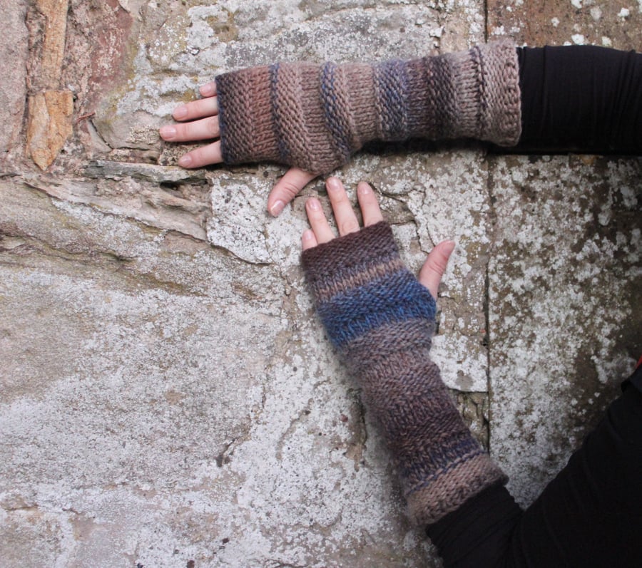 Arm warmers, fingerless gloves, extra long mittens, knitwear UK, gift for her