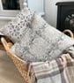 Hand Printed Organic Cotton Square Cushion - ASTA - Lavender Grey - Image 3