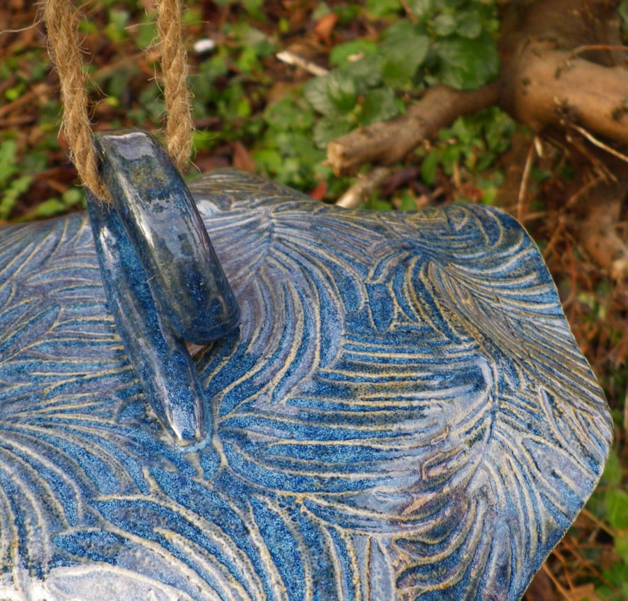 Bird house feeder nesting box in stoneware weatherproof ceramics pottery ceramic