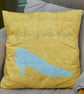 Fairytale Quilted Cushion Cover with Appliqué slipper. - Image 1