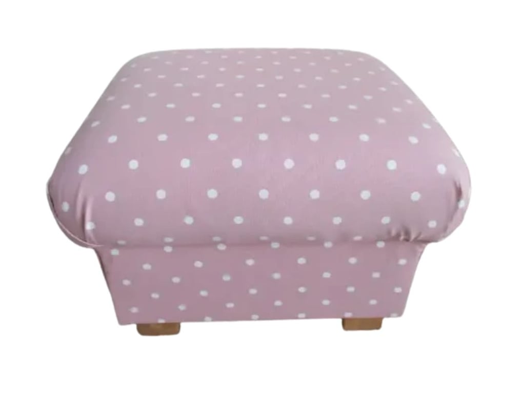 Storage Footstool Clarke Dotty Spot Pink Polka Dots Pouffe White Spotty 