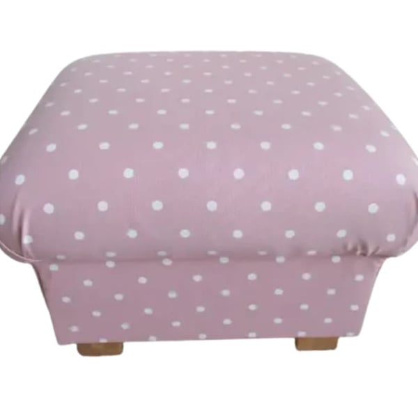 Storage Footstool Clarke Dotty Spot Pink Polka Dots Pouffe White Spotty 