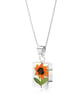 Sterling Silver Sunflower Rectangle Pendant Necklace