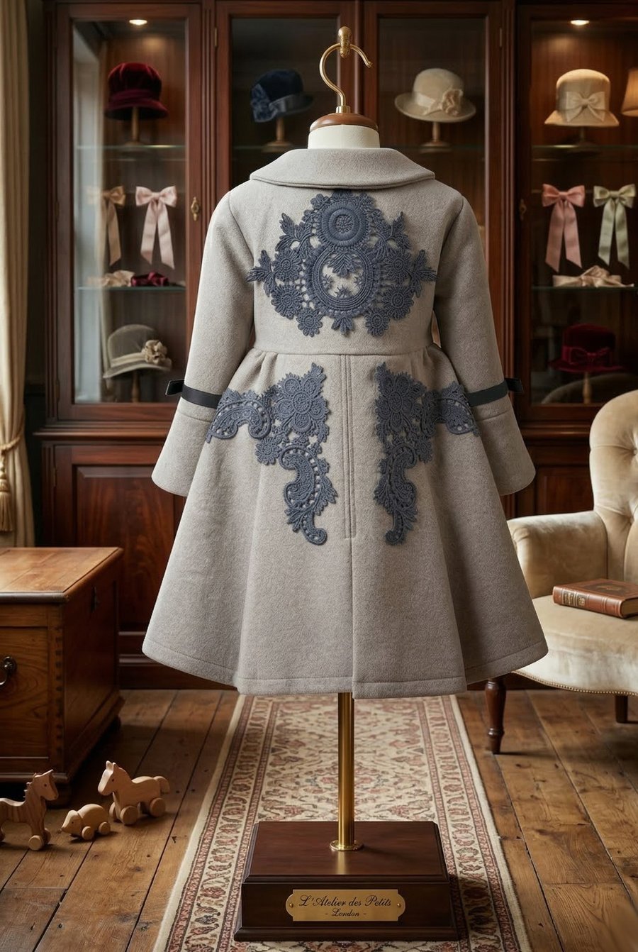Girls Vintage Wool Coat (4-5Y) toddler spring Ivory Princess Dress Coat