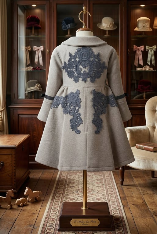 Girls Vintage Wool Coat (4-5Y) toddler spring Ivory Princess Dress Coat