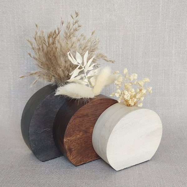 Trio of Dried Flower Vases Upcycled Pallet Wood Bud Vase Set