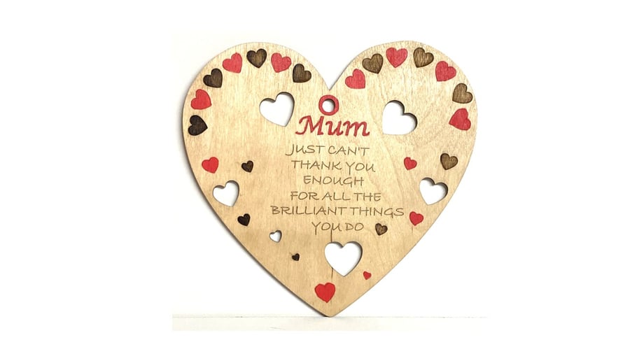 Handmade Wooden Mum Thank you Plaque