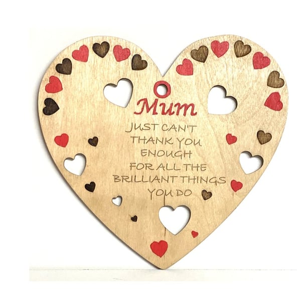 Handmade Wooden Mum Thank you Plaque