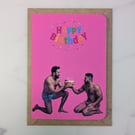 Pink LGBTQ Birthday Card Funny Queer Pride Greeting Card