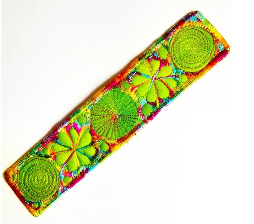 Handmade Embroidered Fabric Bookmark Textile Art Book Lover Gift 