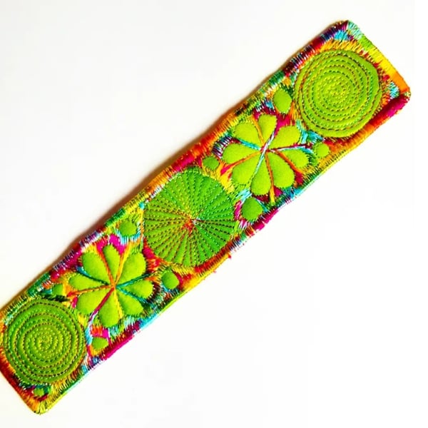 Handmade Embroidered Fabric Bookmark Textile Art Book Lover Gift 