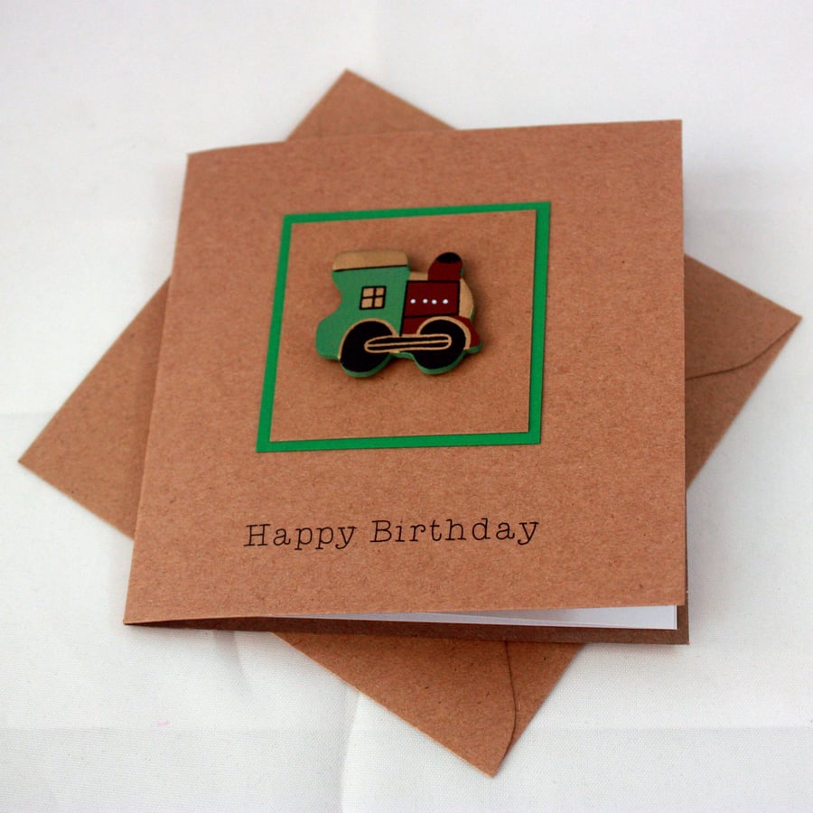 Handmade birthday card - little green train