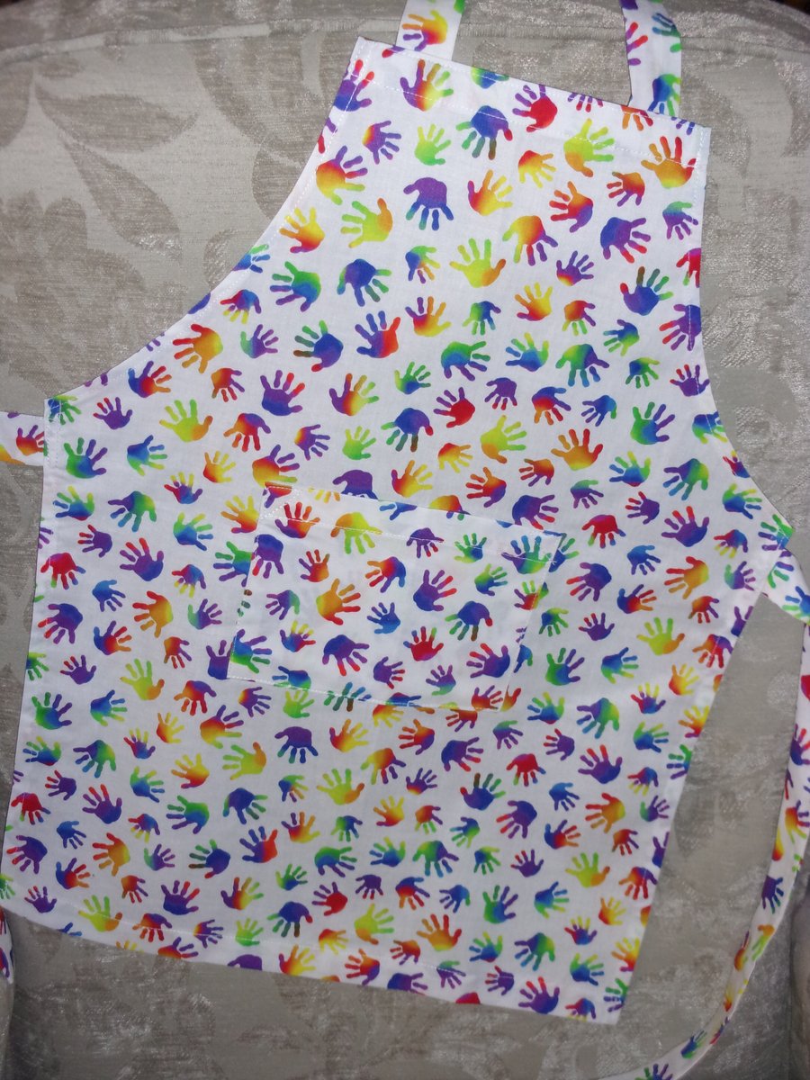 Childs Apron with Primary Colour Hand Prints