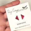 red geometric glass stud earrings, valentines gift