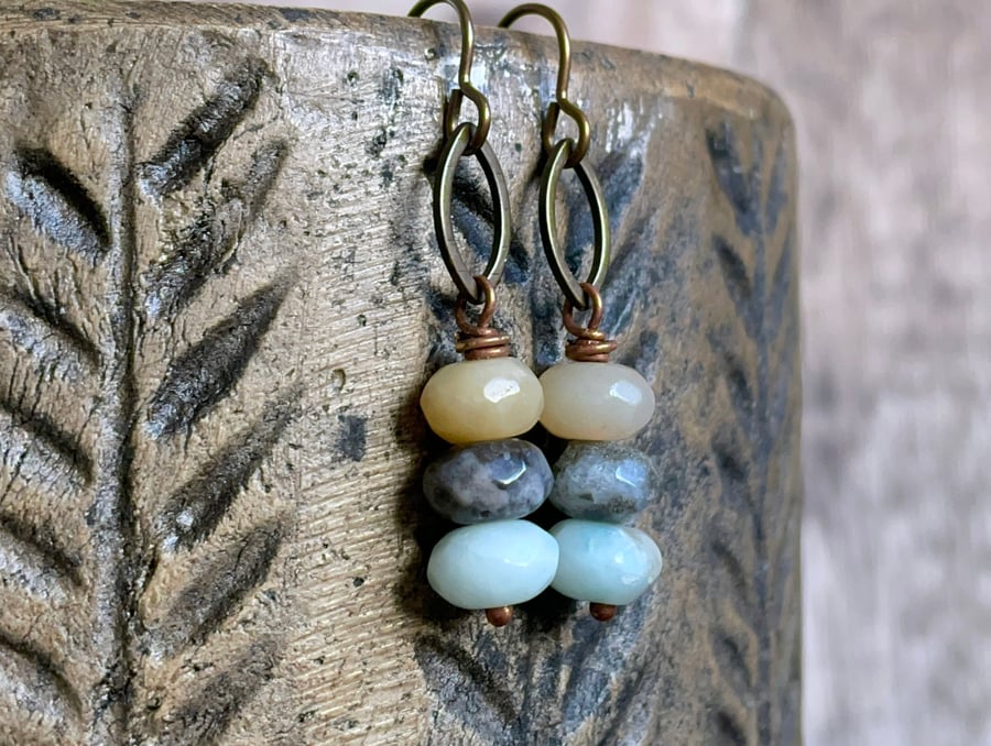 Petite Amazonite Dangle Earrings - Handcrafted Natural Gemstone Jewellery