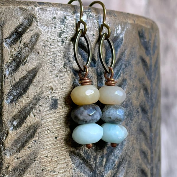 Petite Amazonite Dangle Earrings - Handcrafted Natural Gemstone Jewellery