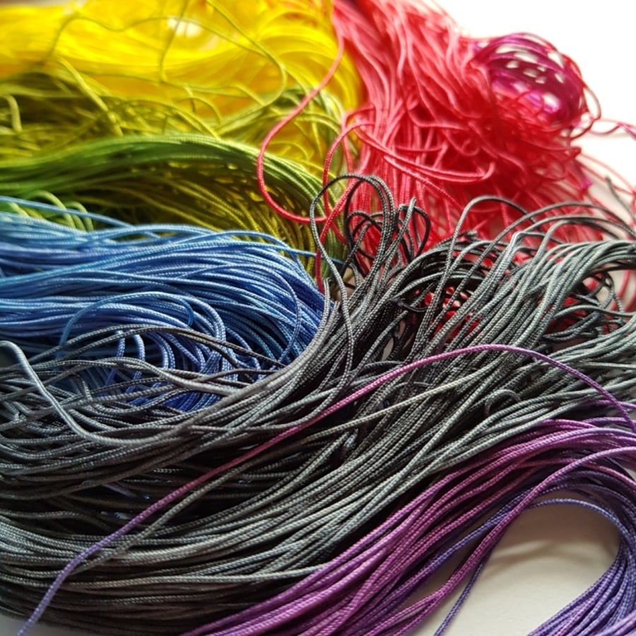 Braided Silk, Silk Cord, Jewelry Making Cord, Varigated, Coloured