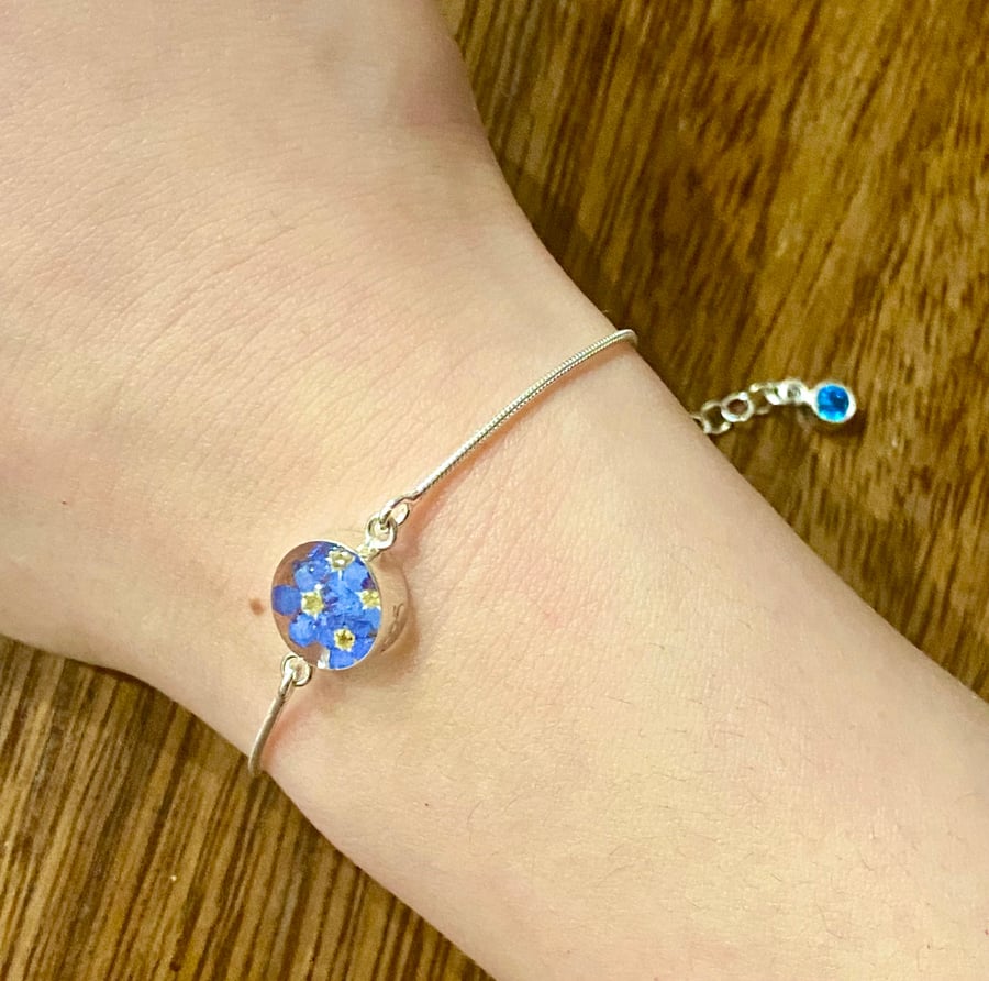 Personalised Sterling Silver Birthstone Flower Bracelet