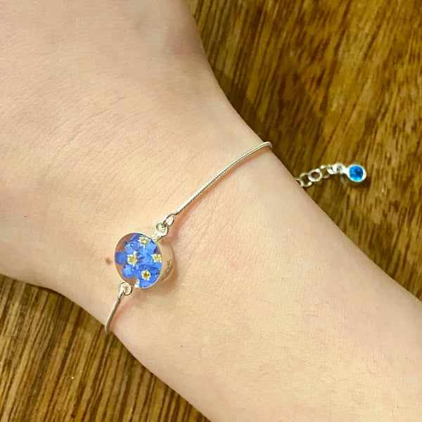 Personalised Sterling Silver Birthstone Flower Bracelet