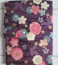 A5 Reusable Notebook Cover - Japanese Cranes and Flowers on Plum - Image 4
