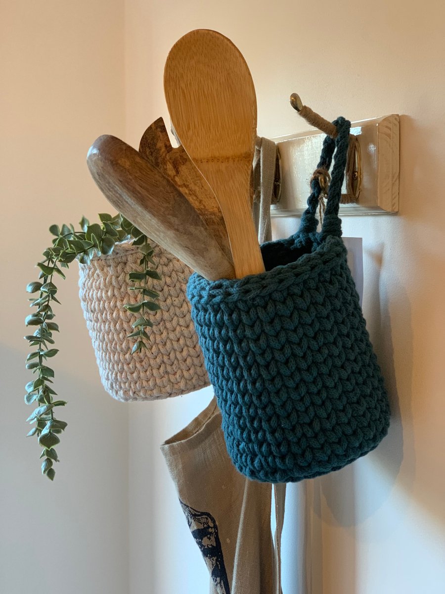 Hanging, standing small storage basket. Plant pot. Gift for her