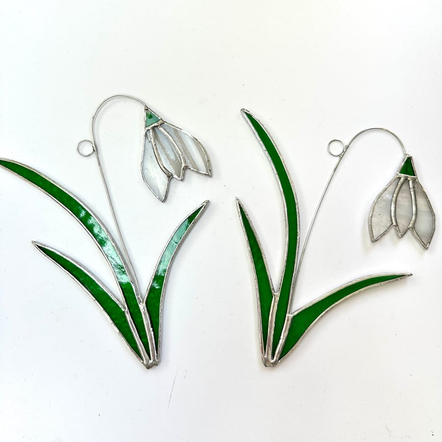Stained Glass Snowdrop Suncatcher - Handmade Hanging Decoration