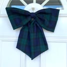 Navy Blue Tartan Door Bow - Large