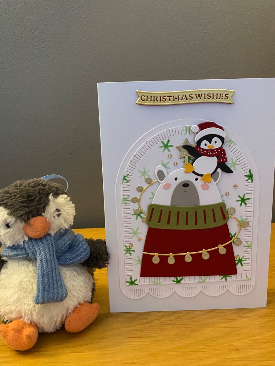 Handmade Christmas Card – Christmas Wishes Bea... - Folksy