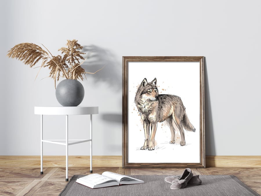 Wolf print, Wolf wall art, wolf wall decor, wolf poster, gift for wolf lovers