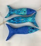 Blue and gold waves hanging fabric fish set, Handmade - Image 5