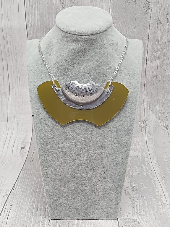 Recycled Aluminium Drink Can Base Metal, Gold Acrylic Shape Necklace Pendant 