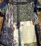 Blouse styled short patchwork dress in blues - Image 2