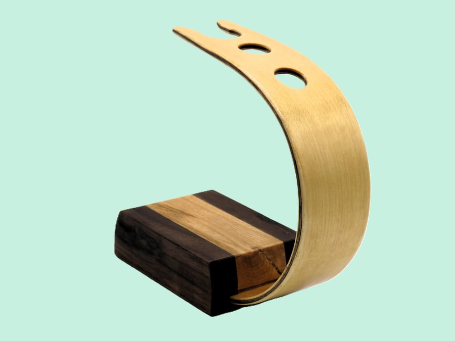 Handcrafted Shaving Stand in laminated Maple, Black Walnut & Ash woods. SKU-SS25