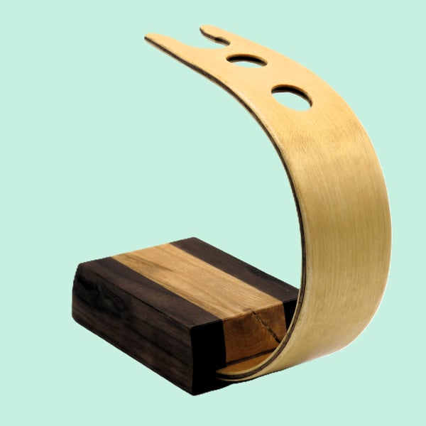 Handcrafted Shaving Stand in laminated Maple, Black Walnut & Ash woods. SKU-SS25