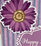 Pretty flowers and stripes Happy Birthday card - Image 3