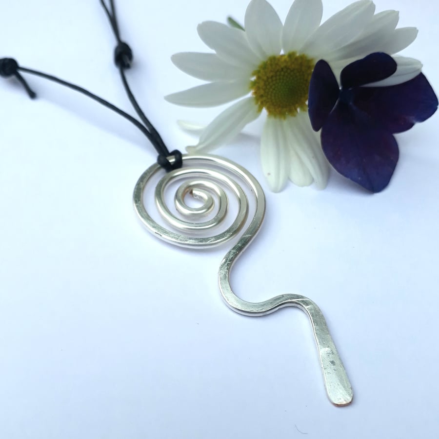 Tribal silver spiral pendants necklaces Christmas gifts for her birthday gift
