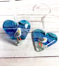 Fused glass hanging seagull heart
