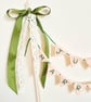 Custom Just Married Wedding Cake Toppers - Handmade Embroidered Bunting Pennant  - Image 3
