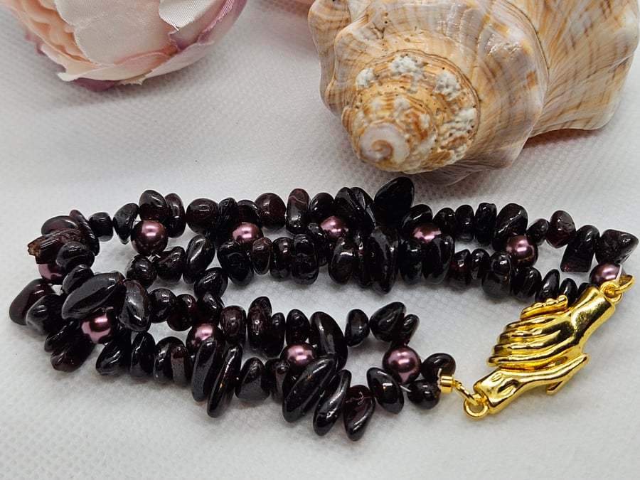 Garnet Gemstone Bracelet with Magnetic Clasp