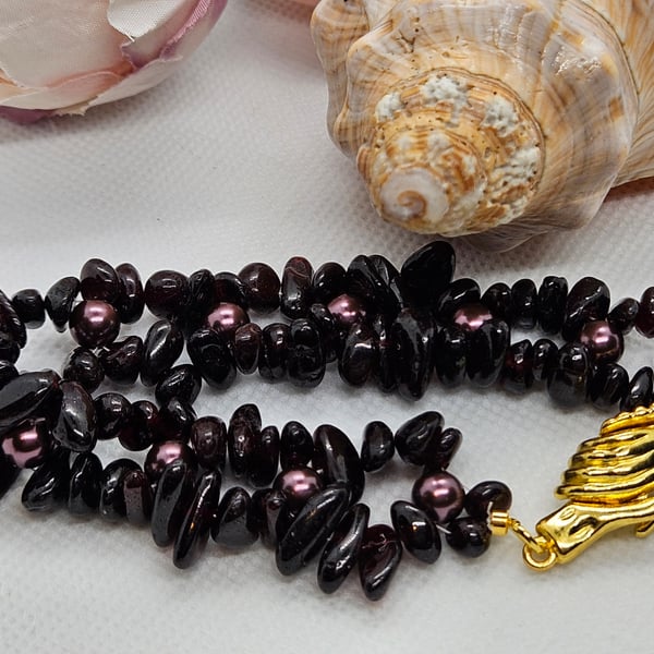 Garnet Gemstone Bracelet with Magnetic Clasp