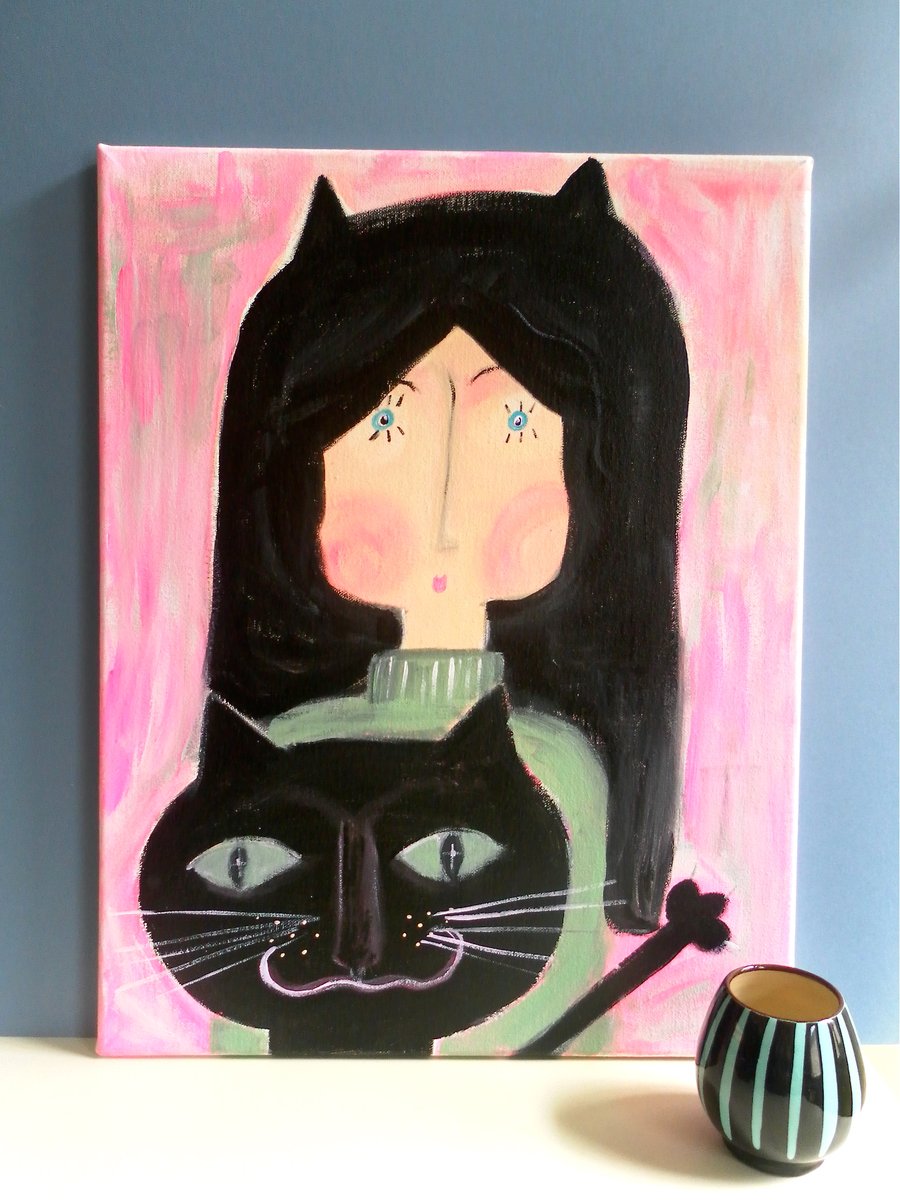 KITTY CAT LADY & BLACKY THE CAT