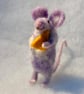 Felted mouse - dappled lilac mouse with cheese - Image 6