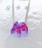 Pink Lampwork Glass Drop Earrings and Pendant Necklace Set - Image 3