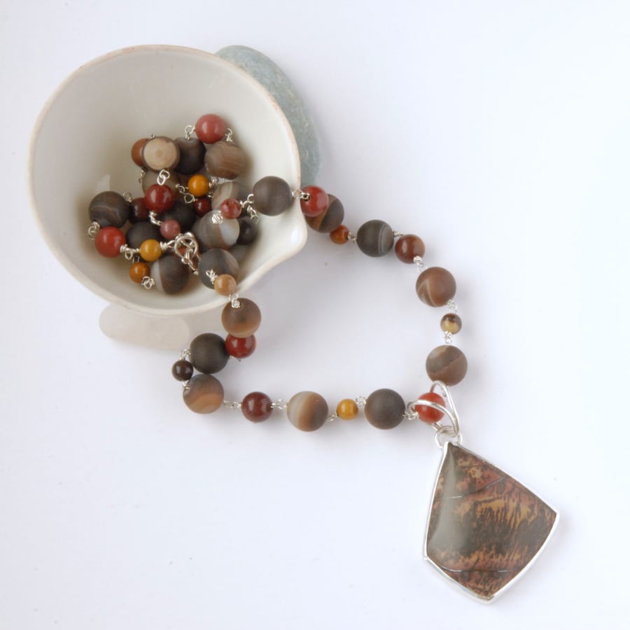 Earthy Indian paint stone necklace