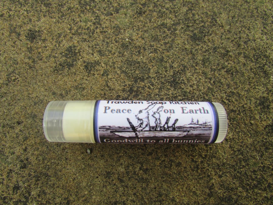 Zen bunny Lip Balm. Peace on Earth, Goodwill to All Bunnies, animal lover gift