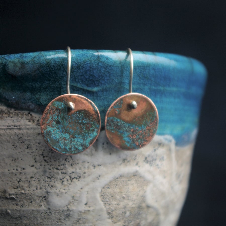 Copper and Turquoise  Dangle Earrings