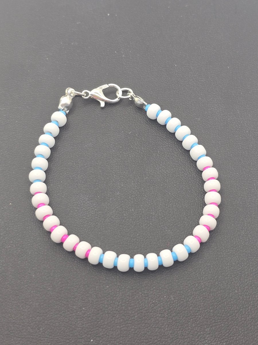 Kids light blue and light pink bracelet - for ages 4 to 10 years approximately