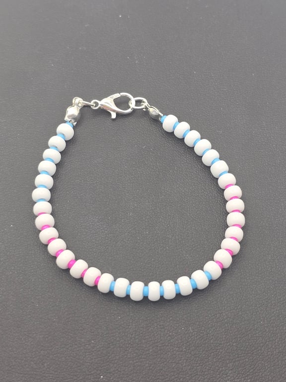 Kids light blue and light pink bracelet - for ages 4 to 10 years approximately